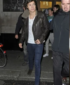 Harry Styles Shearling Biker Leather Jacket