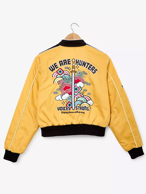 KPop Demon Hunters Rumi Cropped Racing Jacket KPop Demon Hunters Rumi Cropped Racing Jacket