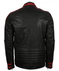 Red And Black Cafe Racer Leather Jacket