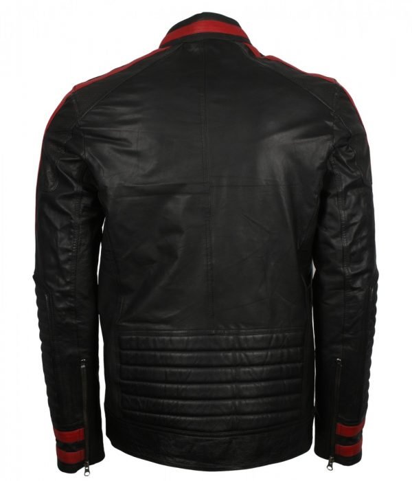Red And Black Cafe Racer Leather Jacket Red And Black Cafe Racer Leather Jacket