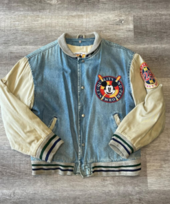 Vintage 1990s Mickey Mouse Triple Letterman Denim Varsity Jacket