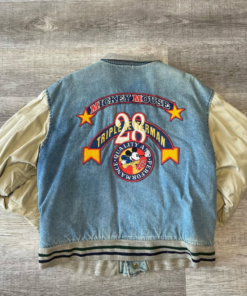 Vintage 1990s Mickey Mouse Triple Letterman Denim Varsity Jacket