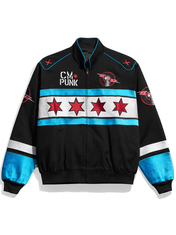 WWE CM Punk Black Flag Racing Jacket WWE CM Punk Black Flag Racing Jacket