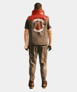Men's Cyberpunk Inspired Black Red Leather MC Biker Vest At Universal Jacket
