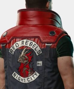 Men's Cyberpunk Inspired Black Red Leather MC Biker Vest At Universal Jacket