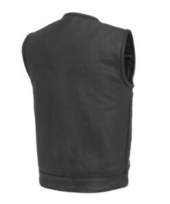 Men’s Club Style Leather Motorcycle Vest MC Biker Cut with Concealed Carry