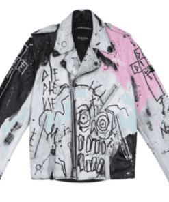 Lil Peep Never Say Die Painted Black and White Jacket