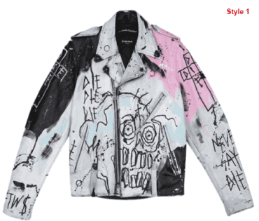 Lil Peep Never Say Die Painted Black and White Jacket Lil Peep Never Say Die Painted Black and White Jacket