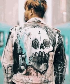 Lil Peep Never Say Die Painted Black and White Jacket