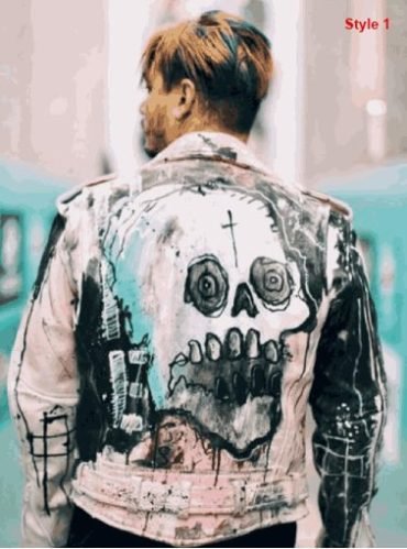 Lil Peep Never Say Die Painted Black and White Jacket Lil Peep Never Say Die Painted Black and White Jacket