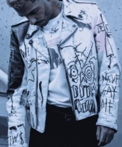 Lil Peep Never Say Die Painted Black and White Jacket