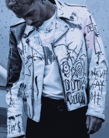 Lil Peep Never Say Die Painted Black and White Jacket Lil Peep Never Say Die Painted Black and White Jacket
