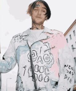 Lil Peep Never Say Die Painted Black and White Jacket