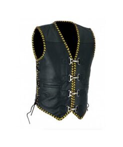 Buffalo Leather Motorcycle Club Yellow Ribbed Vest