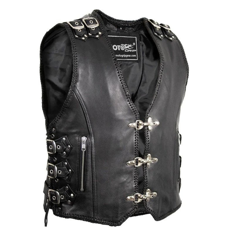 Men's Heavy Duty Genuine Black Leather Biker Vest Men's Heavy Duty Genuine Black Leather Biker Vest