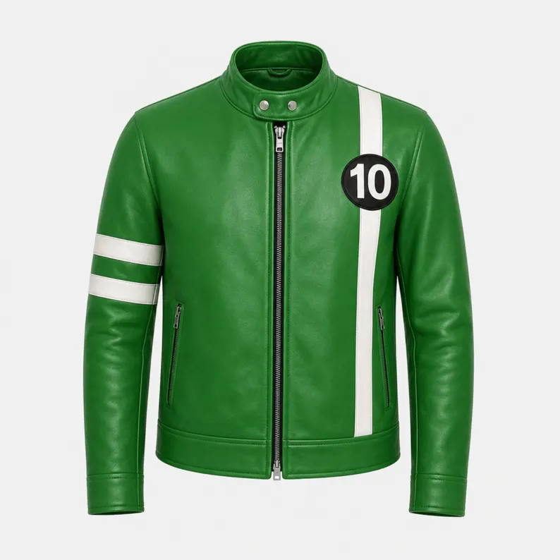 Men's Ben Green 10 Real Leather Jacket Tennyson Anime Outfit Men's Ben Green 10 Real Leather Jacket Tennyson Anime Outfit