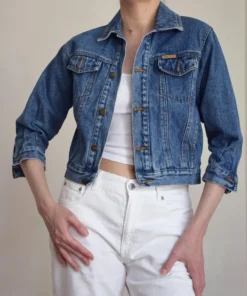 Vintage 1990s kid's medium blue denim jacket
