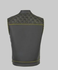 Handmade Men's Diamond-Quilted Genuine Leather Biker Vest
