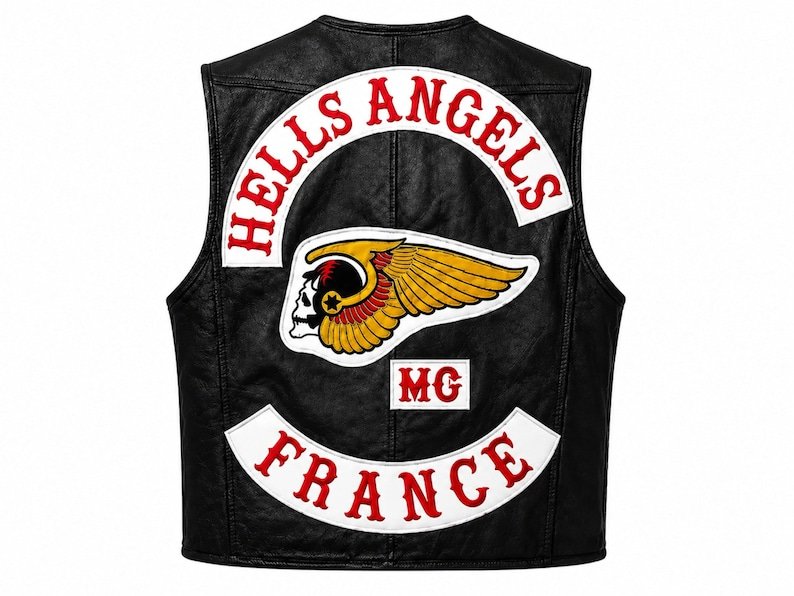 Hells Angels France Men's Cowhide Leather Biker Black Motorcycle Vest Hells Angels France Men's Cowhide Leather Biker Black Motorcycle Vest