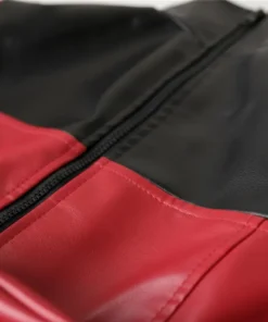 Red and Black Leather Women Jacket