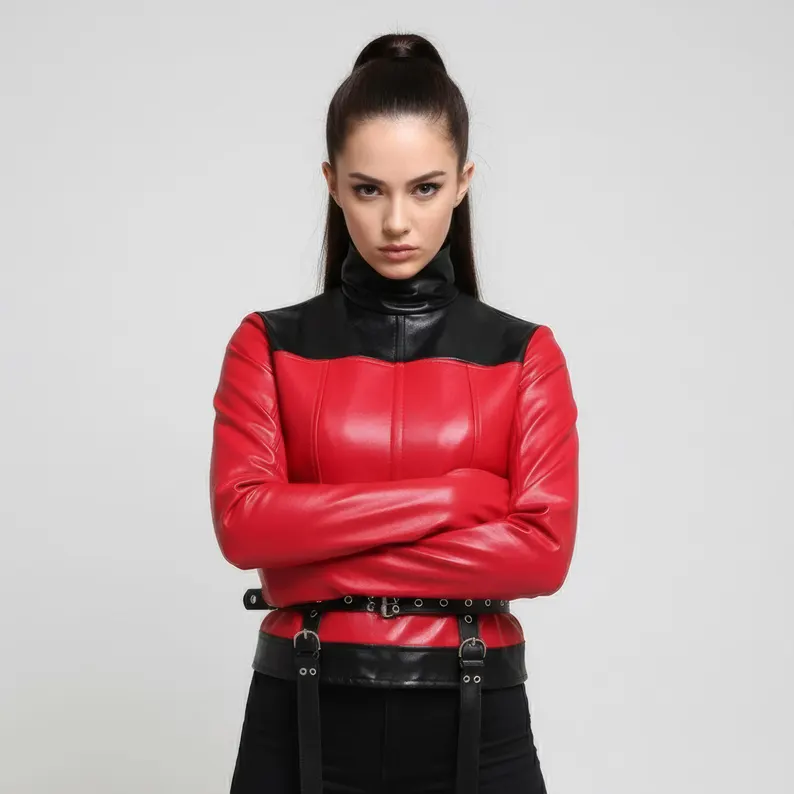Red and Black Leather Women Jacket Red and Black Leather Women Jacket
