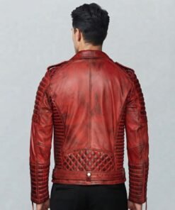 Choose Mens Red Leather Motorcycle Jacket