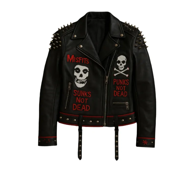 Custom Punk Rock Studded Leather Biker Jacket Custom Punk Rock Studded Leather Biker Jacket