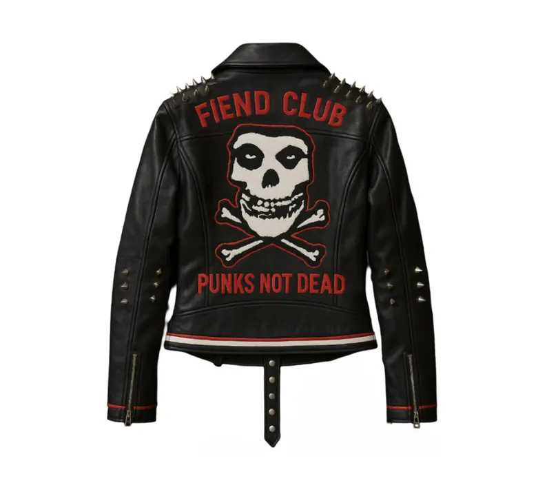 Custom Punk Rock Studded Leather Biker Jacket Custom Punk Rock Studded Leather Biker Jacket