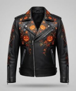 Embroidered Halloween Leather Jacket