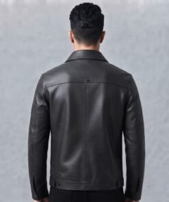 Buy Men's Black Lambskin Leather Harrington Jacket