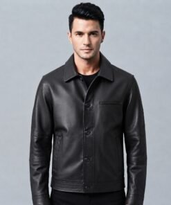 Buy Men's Black Lambskin Leather Harrington Jacket