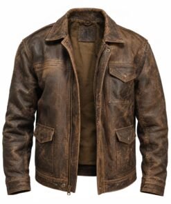 Men's Brown Distressed Jacket Leather