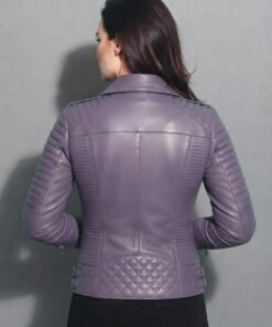 Purple Leather Moto Jacket Womens