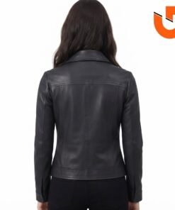 Black Lambskin Leather Harrington Jacket
