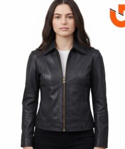 Black Lambskin Leather Harrington Jacket