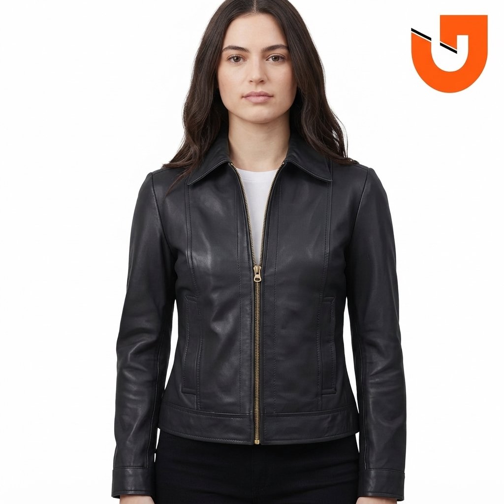 Black Lambskin Leather Harrington Jacket Black Lambskin Leather Harrington Jacket