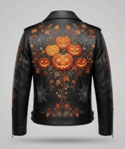 Embroidered Halloween Leather Jacket