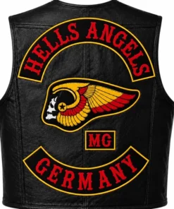 Men’s Black and Red Cowhide Leather Biker Vest