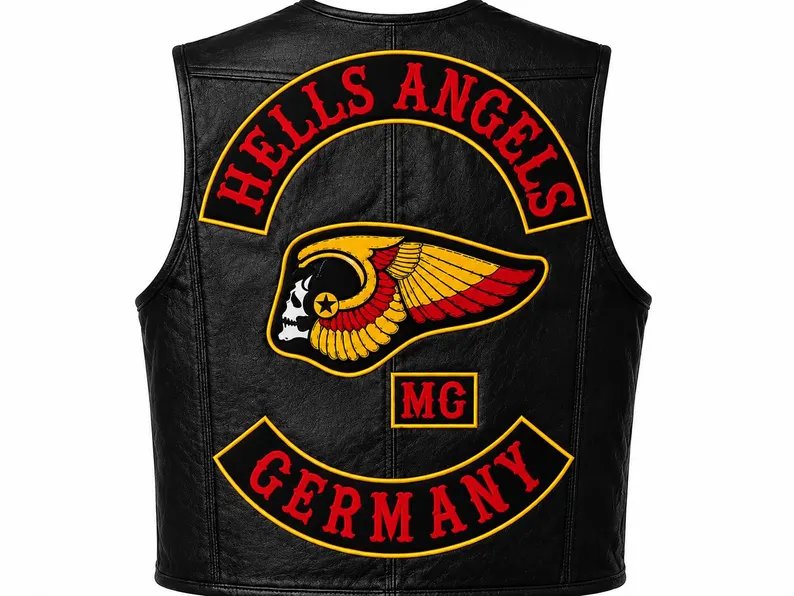 Men’s Black and Red Cowhide Leather Biker Vest Men’s Black and Red Cowhide Leather Biker Vest