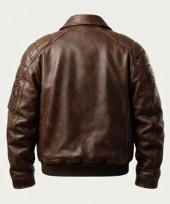 Men’s Distressed Brown Leather Aviator Bomber Jacket