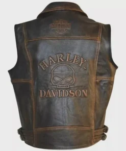 Men’s Distressed Genuine Leather Biker Vest