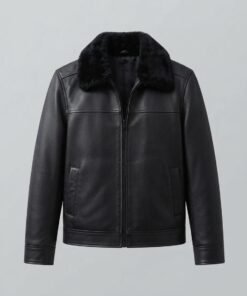 Mens Leather Jacket with Real Fur