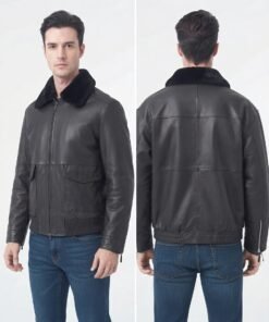 Mens Leather Jacket with Real Fur