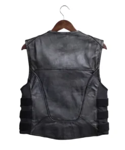 Men's Black Leather Biker Vest