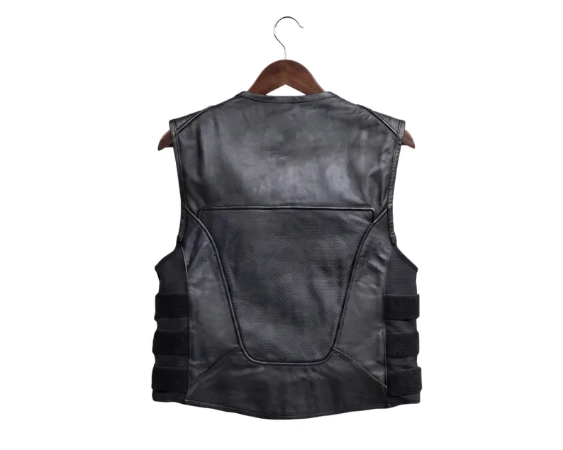 Men’s SWAT Style Leather Vest, Men's Black Leather Biker Vest
