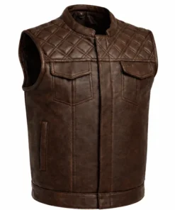 Men’s Vintage Brown Leather Biker Vest
