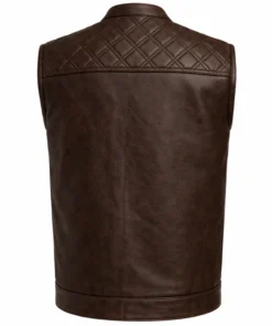 Men’s Vintage Brown Leather Biker Vest