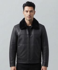 Mens Leather Jacket with Real Fur