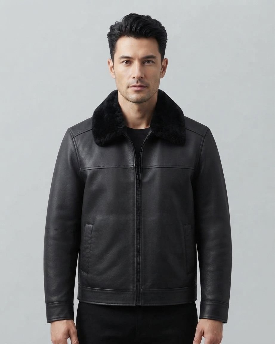 Menss Leather Jackets with Real Fur Mens Leather Jacket with Real Fur