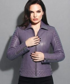 Purple Leather Moto Jacket for Men & Women